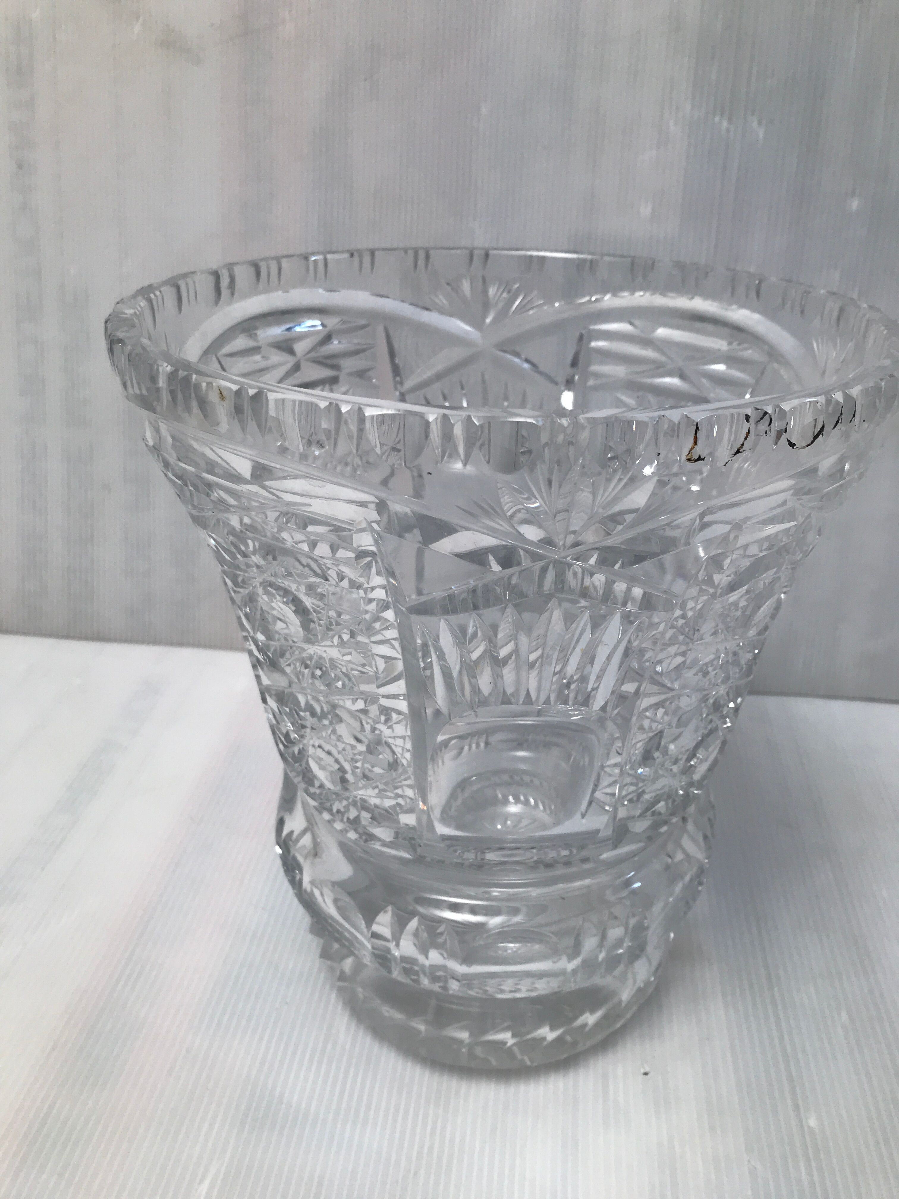 Vintage vase cut into facets of the 30s