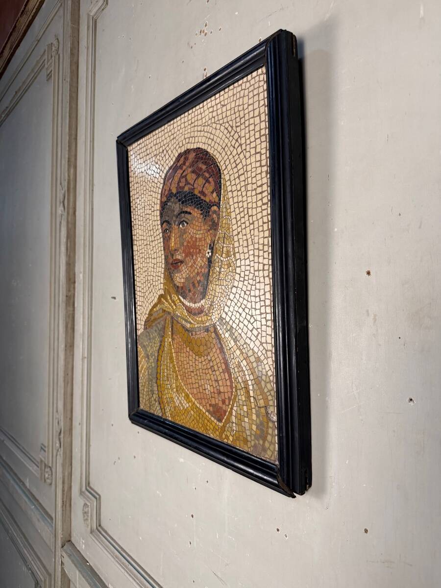 Portrait of a lady in marble mosaic in the antique style, circa 1880.