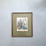 Impression d’illustration Anais Toudouze, mode Français antique, France, impression d’art dans un cadre en bois