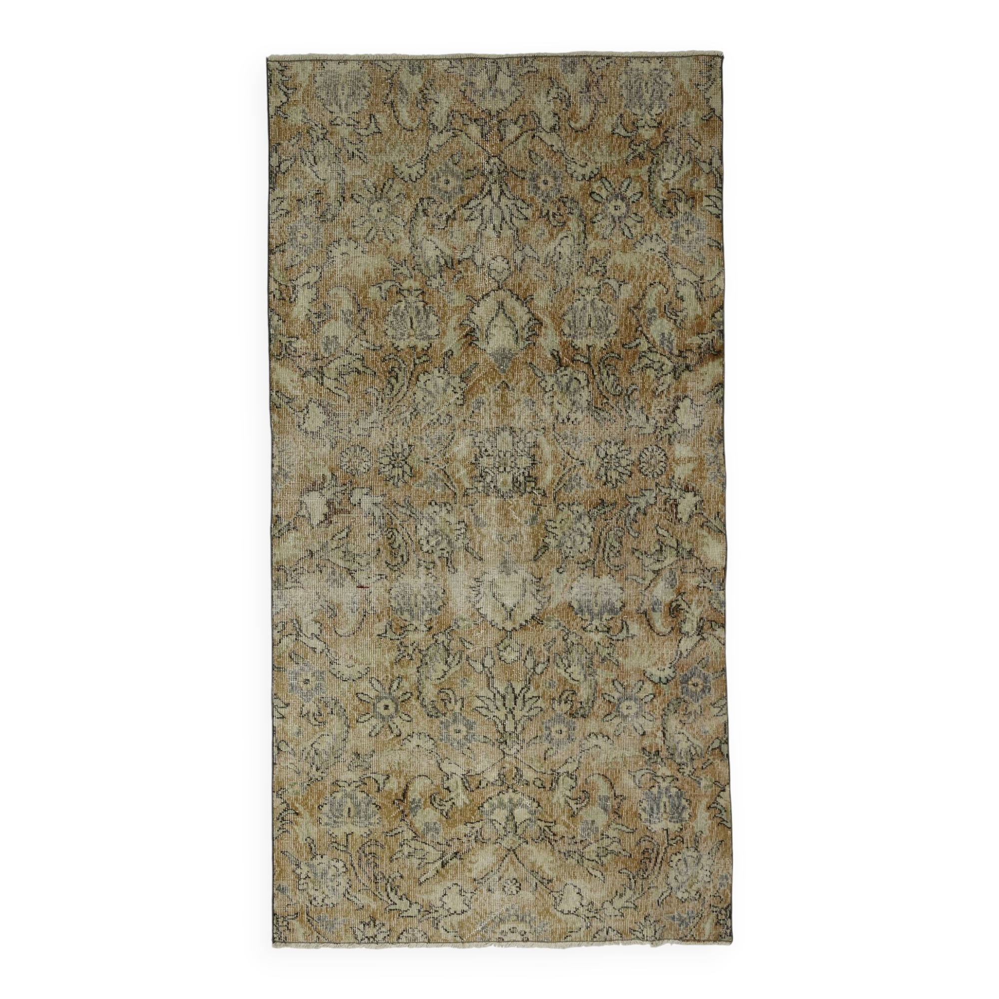 Turkish Anatolian Handmade Vintage Area Rug 222 cm x 118 cm