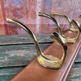 Wall coat rack with 4 brass hooks