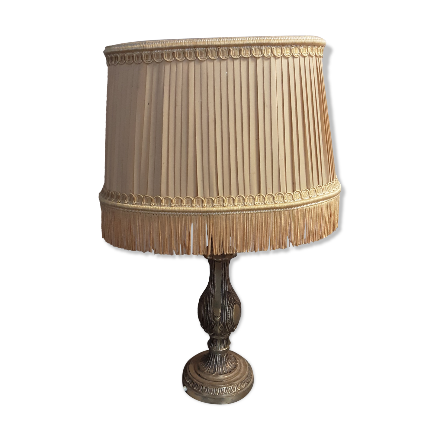Bronze foot bedside lamp - old