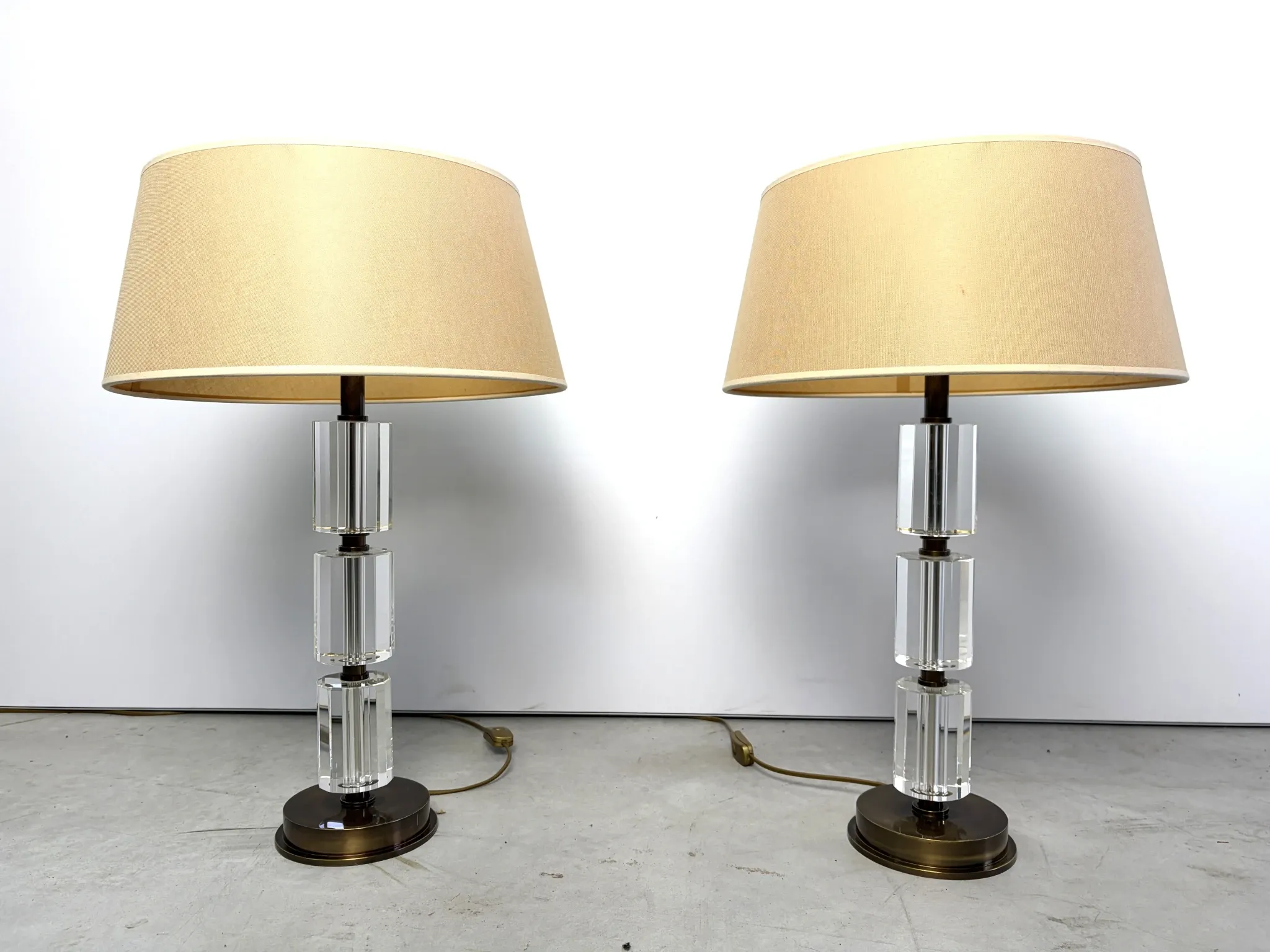 Pair of vintage lucite table lamps, 1980s