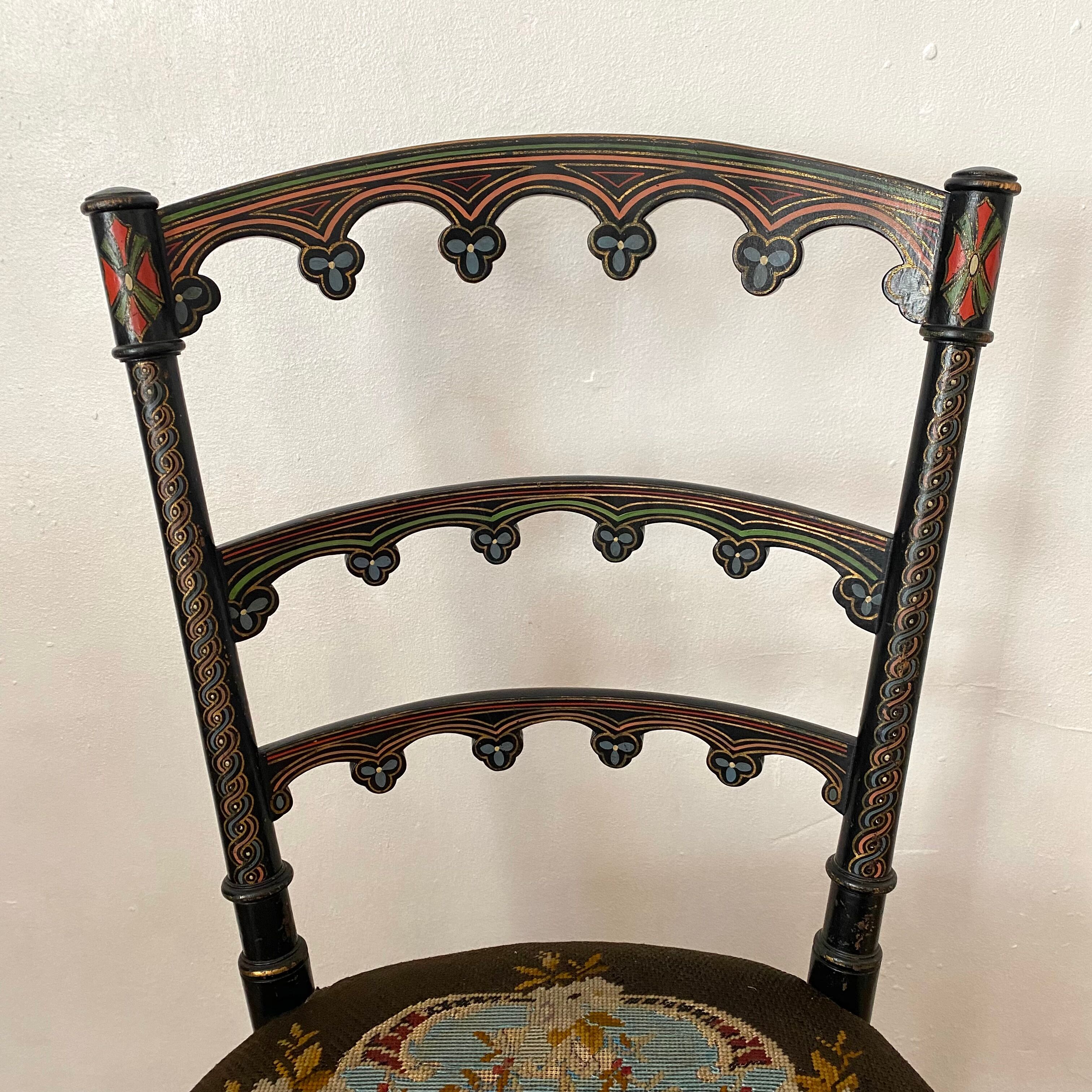 Antique chair napoleon III tapestry and painted wood