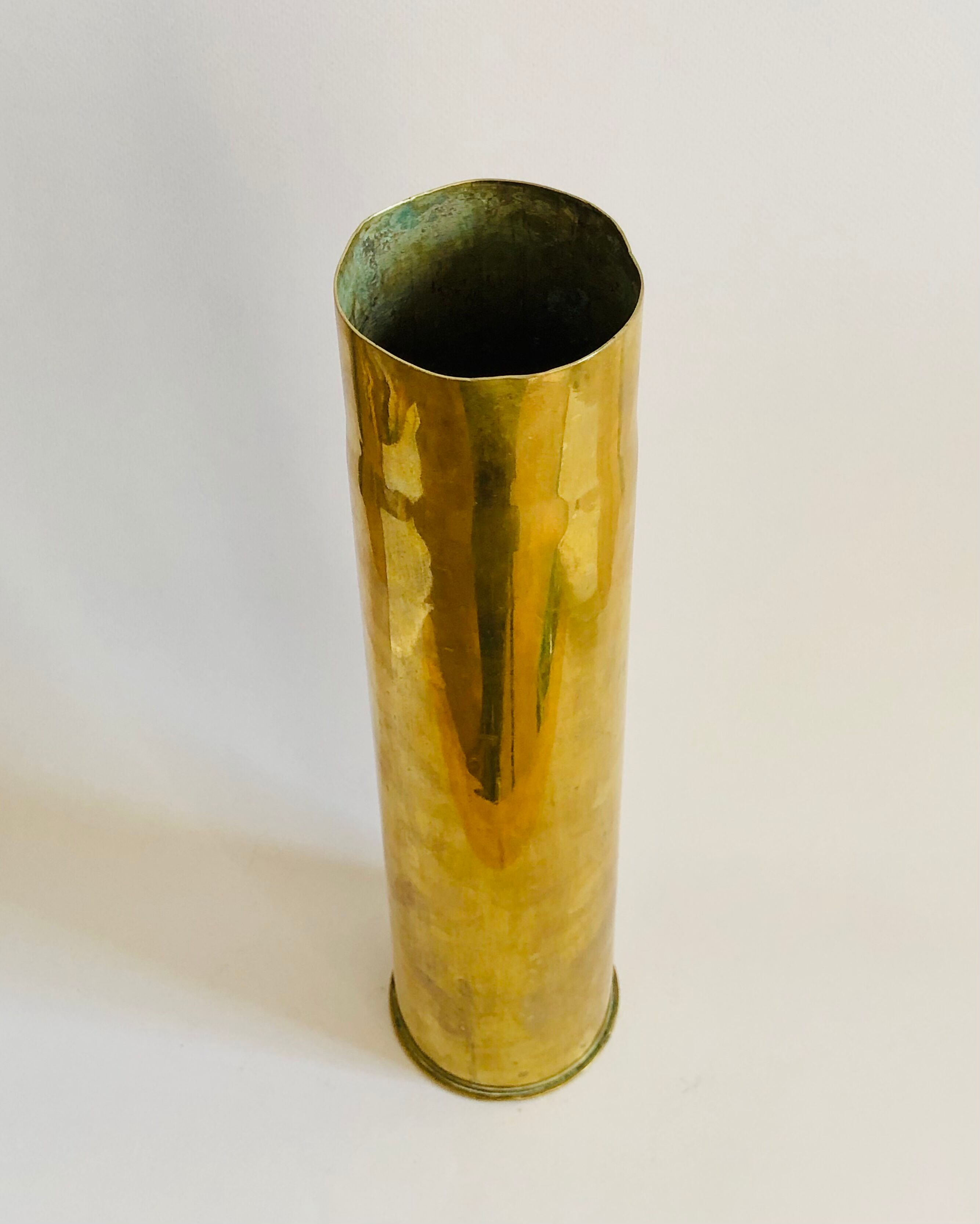 Old brass shell vase numbered H35cm