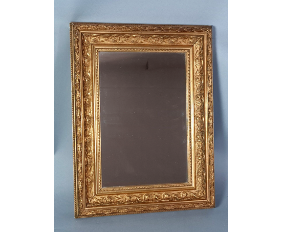 Mirror frame old wood stucco gilding original 48x36,5, foliage 35x24 cm SB  | Selency