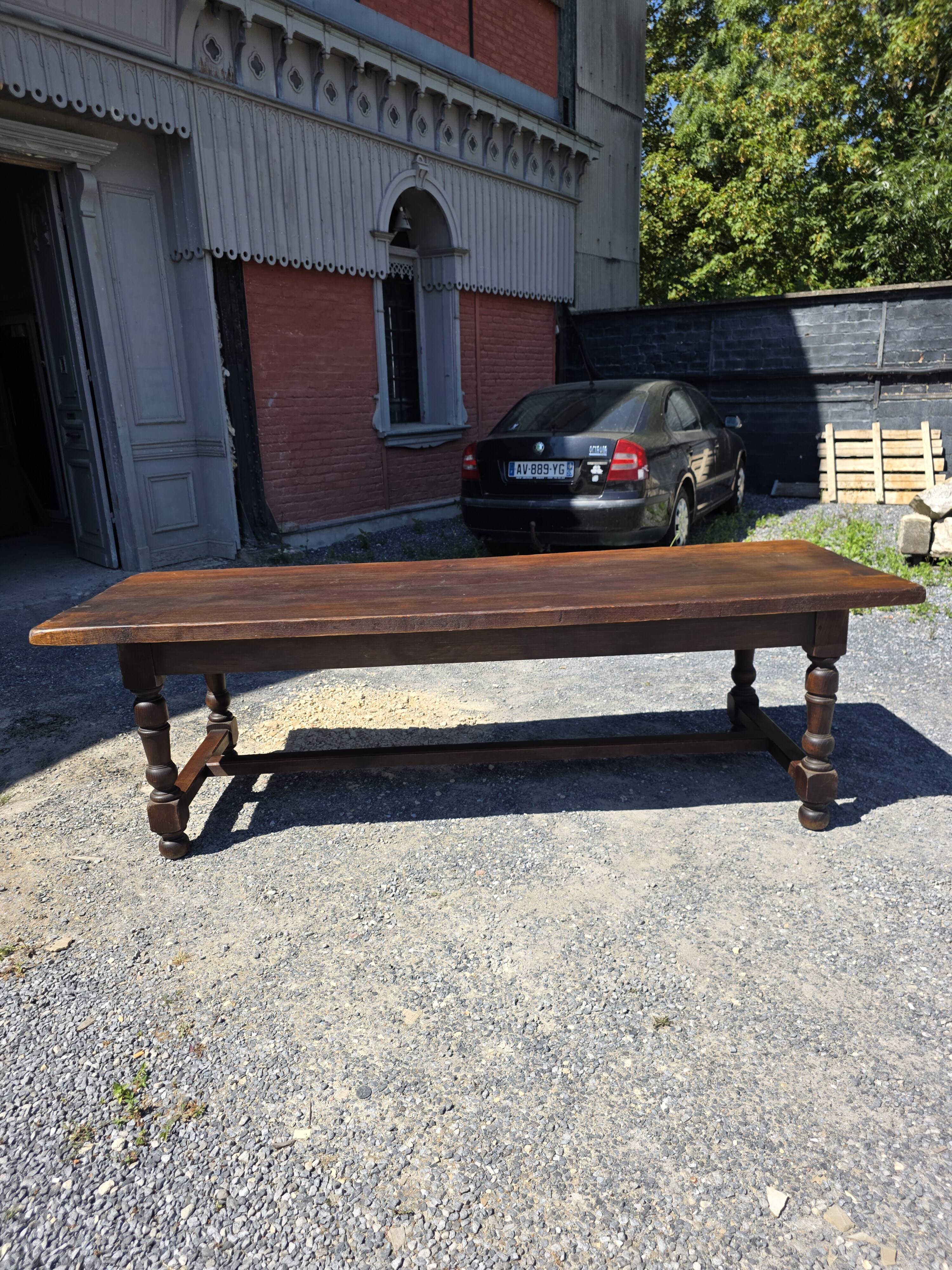 Table de ferme en chêne massif,  250 × 87cm