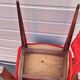 Pair of vintage wooden chairs with red fabric – 1960s/70s