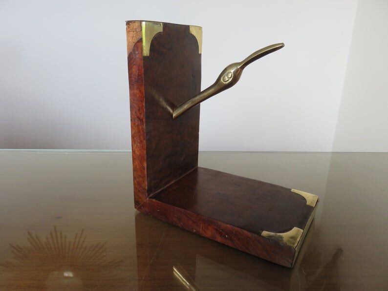 Pair of greenhouse pounds "heron" in wood and brass 70s