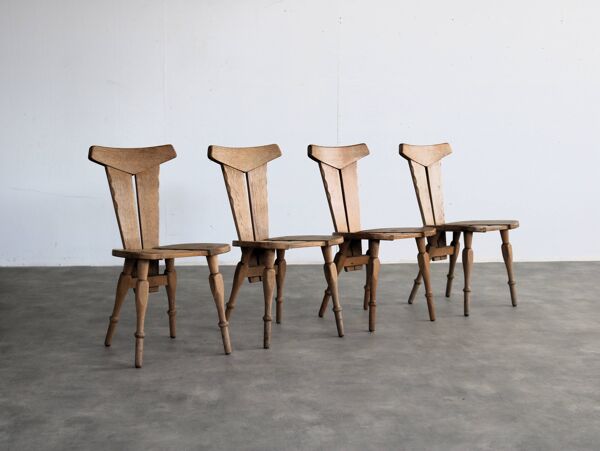 Chaises de salle à manger brutalistes   Chaises   Années 1960   Lot de 4