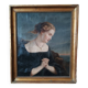Tableau ancien portrait féminin du 19ème siècle