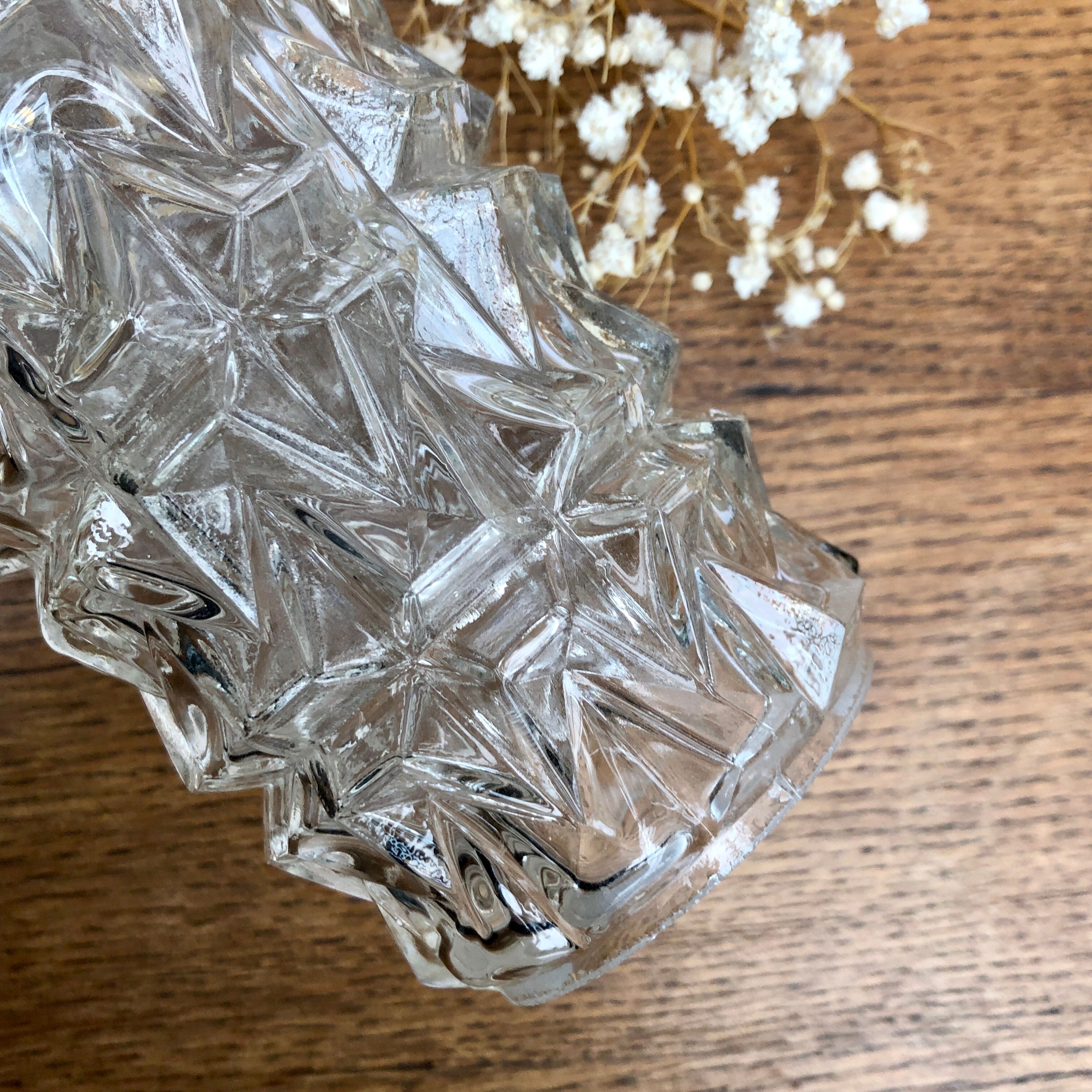 Vintage moulded glass tulip hanging lamp