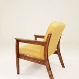 Vintage Scandinavian style yellow retro velvet armchair 1960s