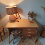 60's double-sided rattan desk