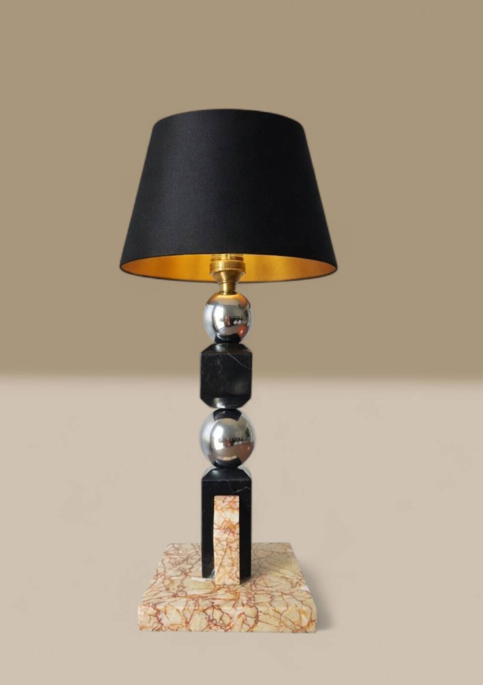 Sculptural lamp in marble and chrome - Modernist Art Deco style