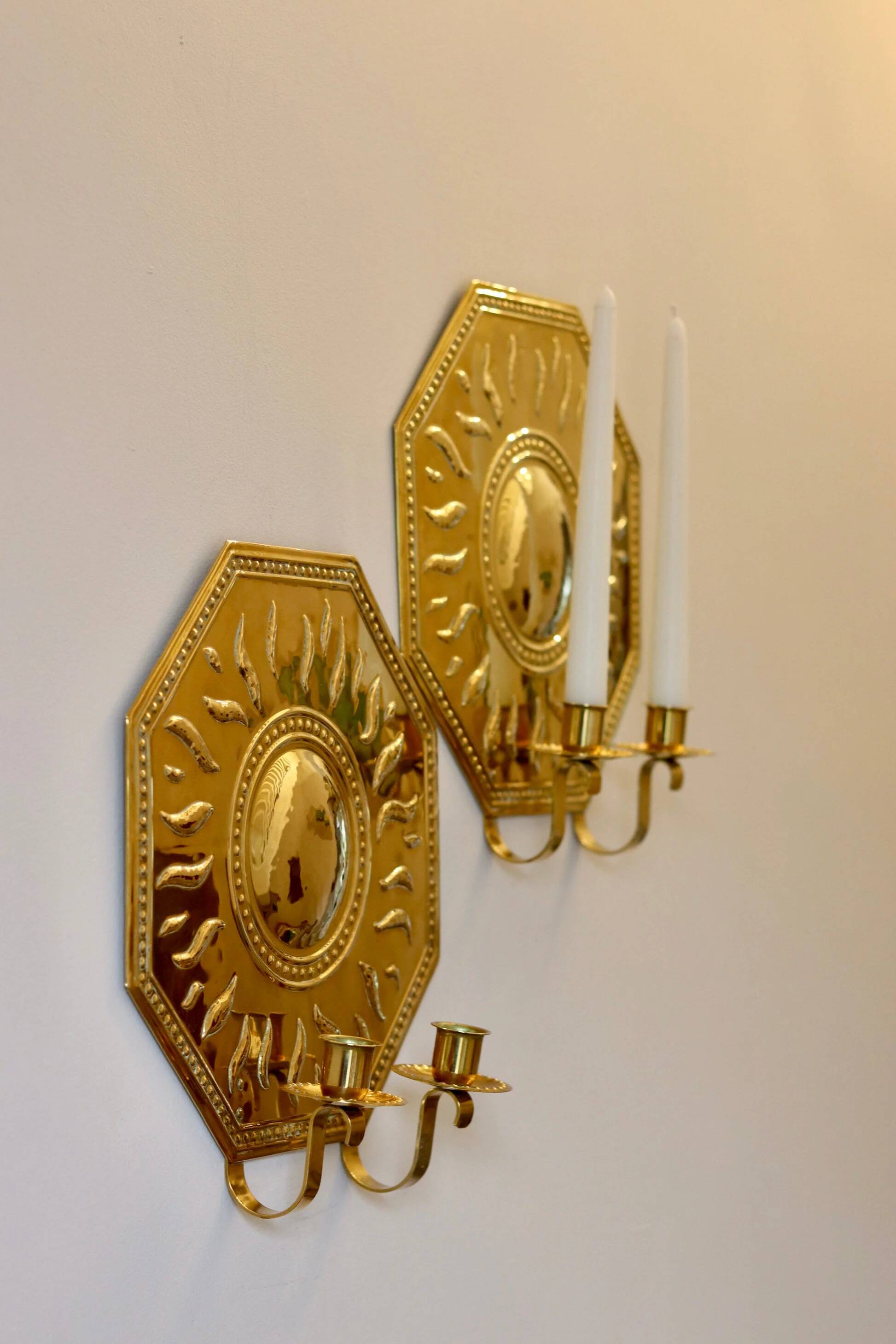 Pair of mid-century brass Swedish sconces by Torbjörn, tested