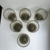 Set of 6 small art deco design wine glasses in smoked glass 30-40s