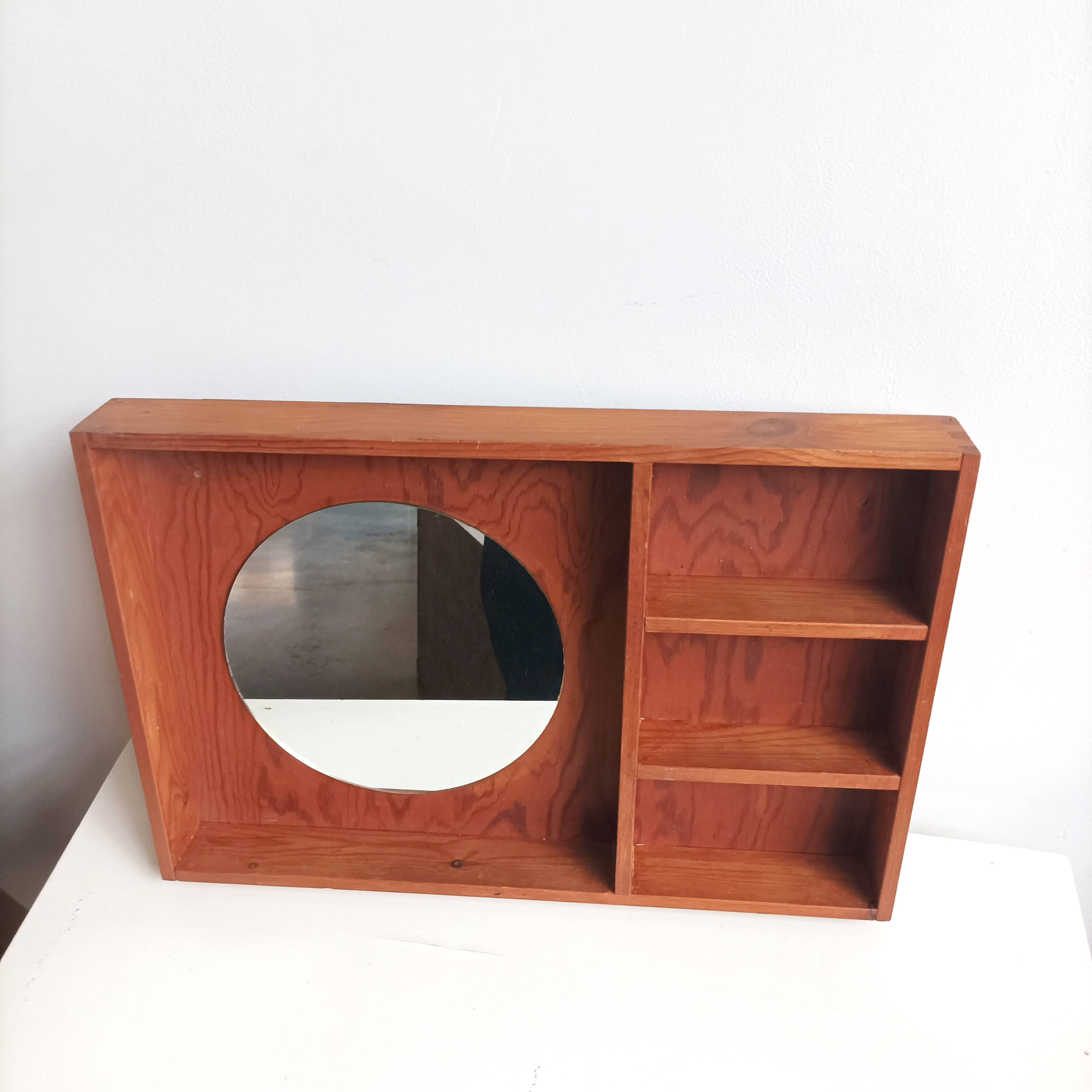 Console shelf with modernist mirror, 60s/70s