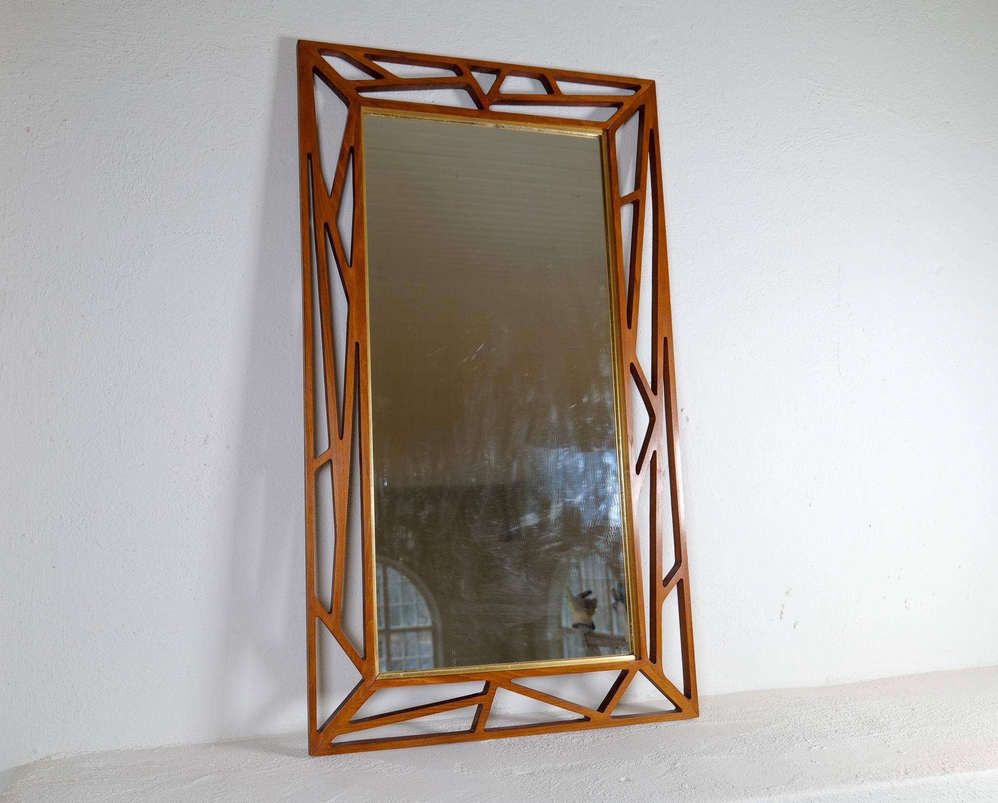 Rare large mirror "Konkret" Mid-Century Yngve Ekström by Eden Spegel in Sweden