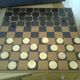 jeu de dames vintage (damier et pions) dans son coffret, marque Rachez