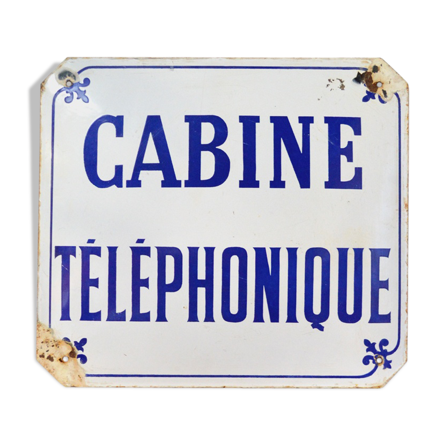 Old phone booth enamelled plate