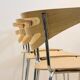 Thonet dining chairs stacked in chrome and beech