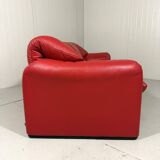 Vico Magistretti red leather Maralunga sofa Cassina