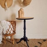 Side table blue base and raw top