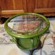 Table basse rotin plateau de verre