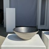 Duo of gray Indonesian ceramic bowls or salad bowls