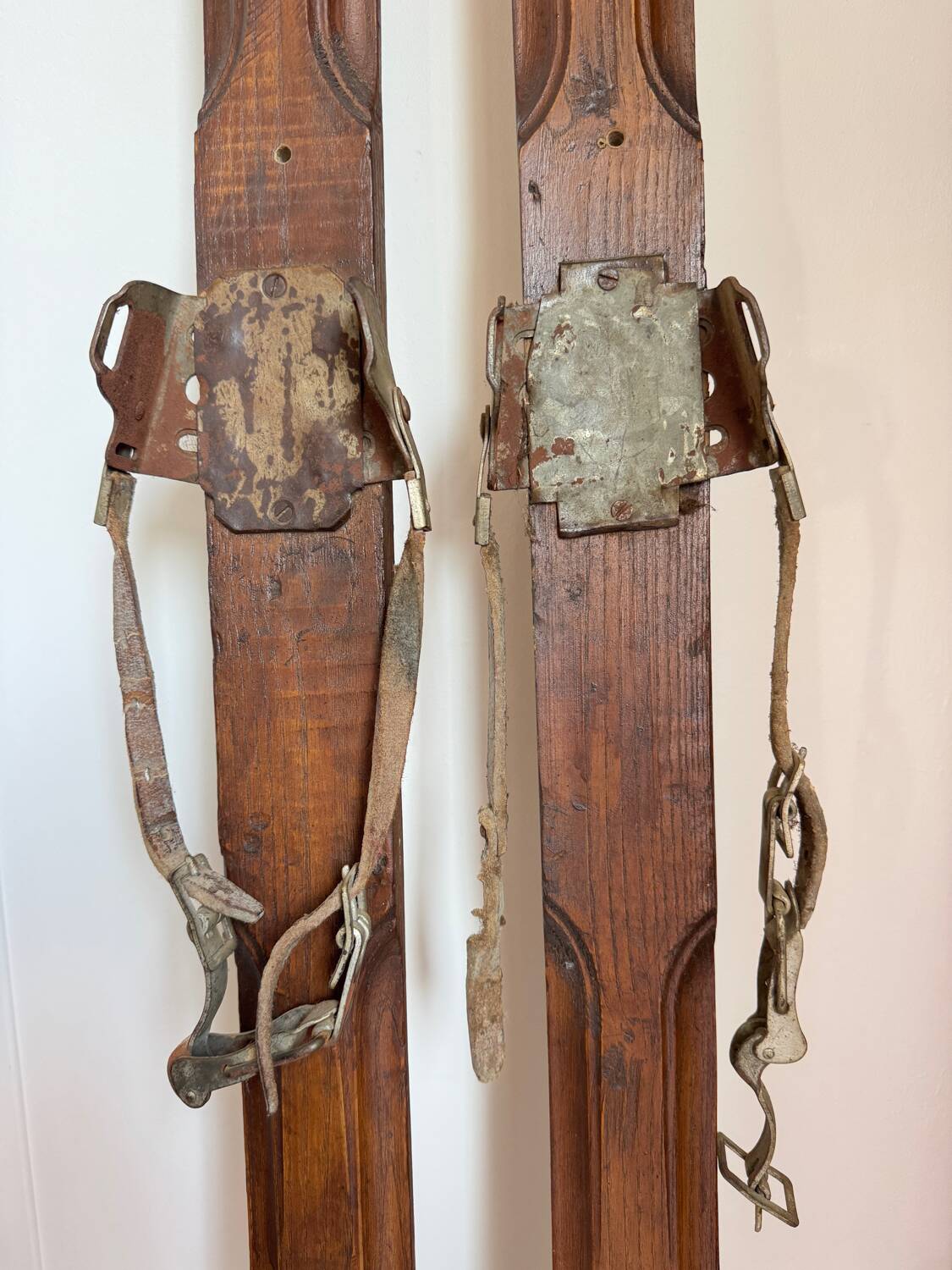 Old vintage wooden ski