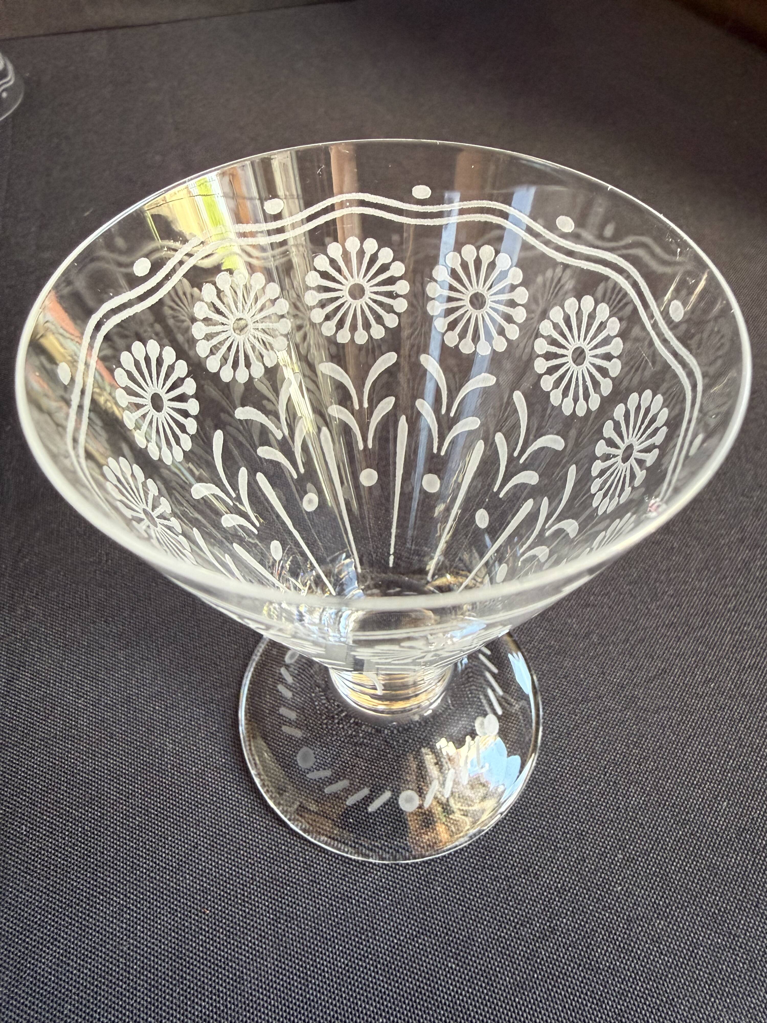 7 Baccarat wine glasses shape 11965 with matte engraving 12117.