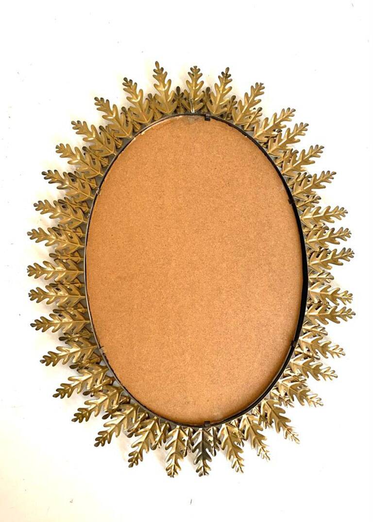 Vitnage golden sunburst oval wall mirror, Italy 1960s