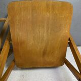 Pair of mismatched wooden folding chairs
