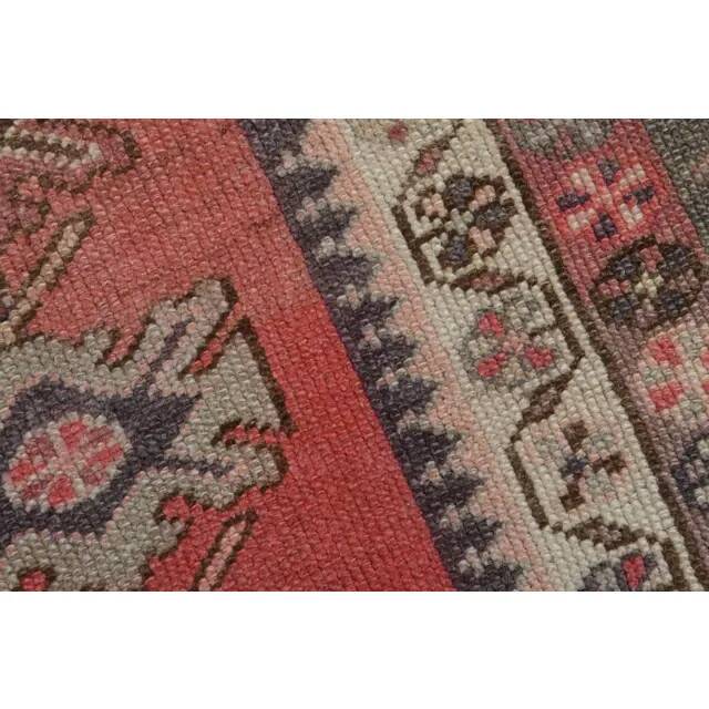 1970s Vintage Turkish Handmade Wool & Cotton Pink Runner Rug 82x359