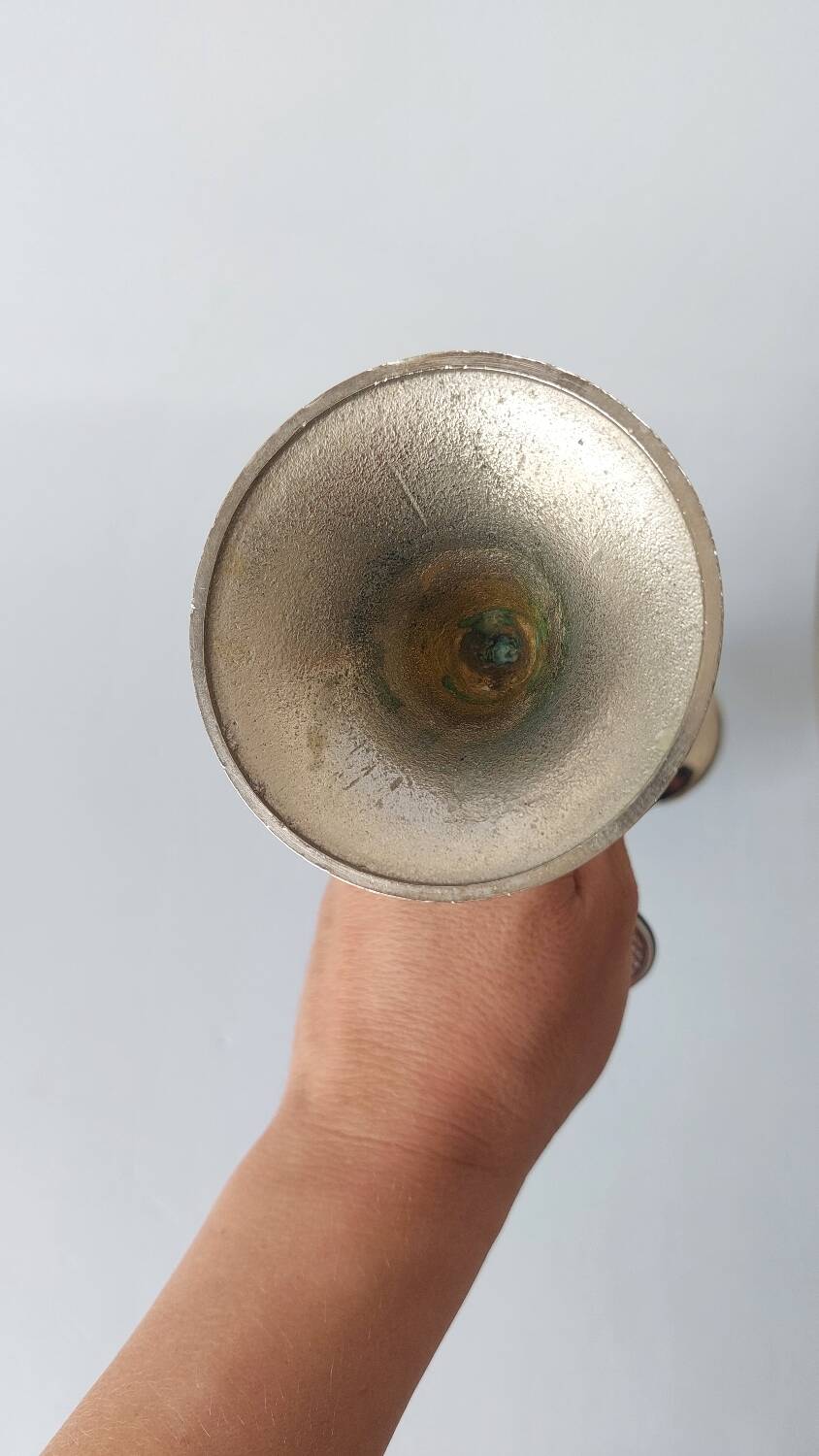 Silver metal candlestick holder