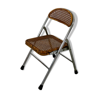Chaise pliable cannée pour enfant 1970