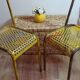 Chaises métal jaune  tôle perforée