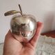 Vintage hollywood regency style apple shaped silver metal box