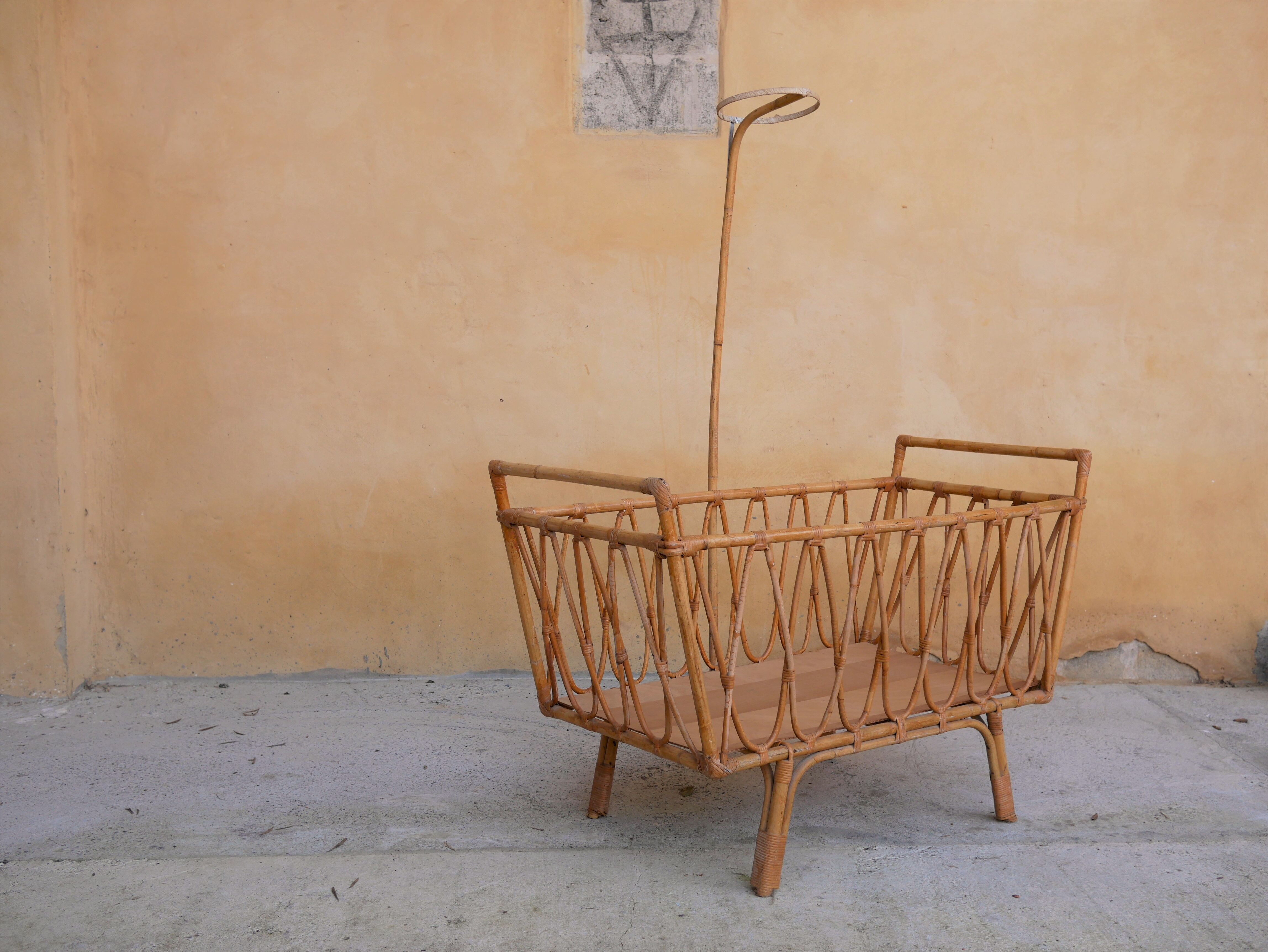Vintage cradle rattan