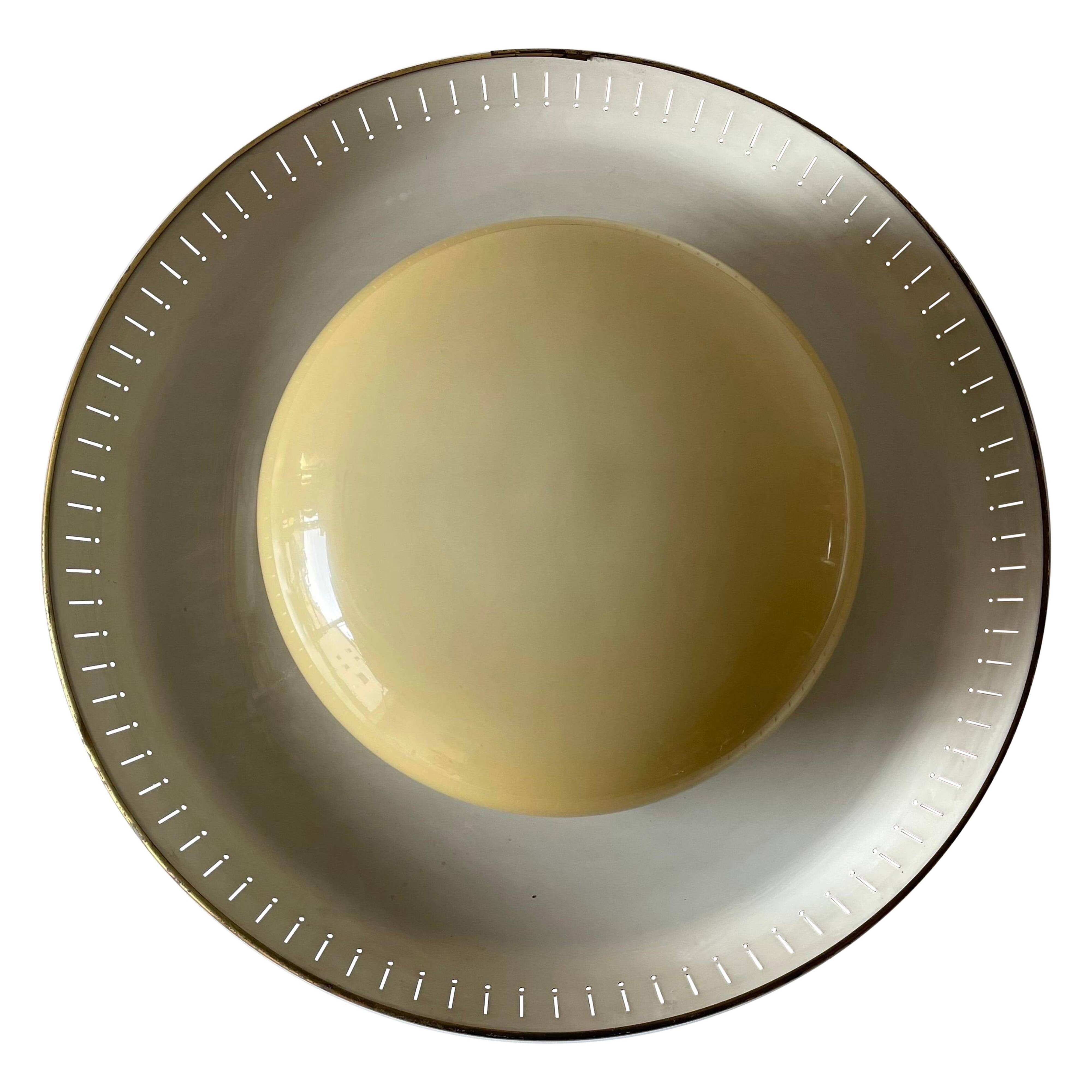 Brass disc and glass clip lamp from the mid-century by Hillebrand, 1950s, Germany.