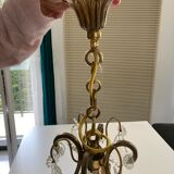 Bronze chandelier with cut plates 4 arms