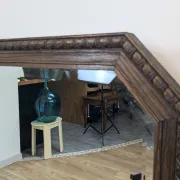 Antique octagonal full-length mirror in carved wood – Bevelled glass
