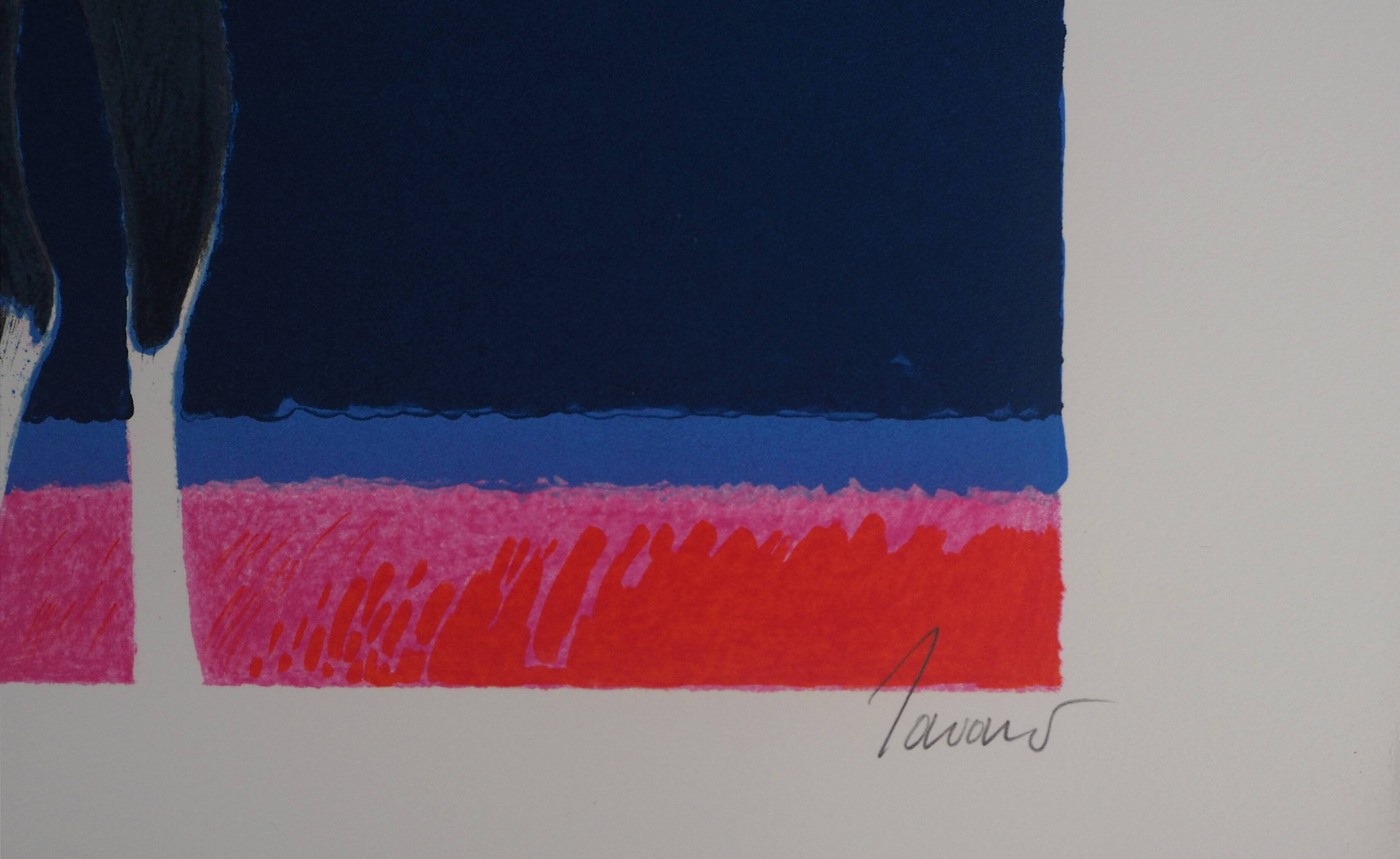 Albert zavaro :  le trio de cavaliers - lithographie originale signée