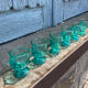 6 vintage turquoise chicken egg cups