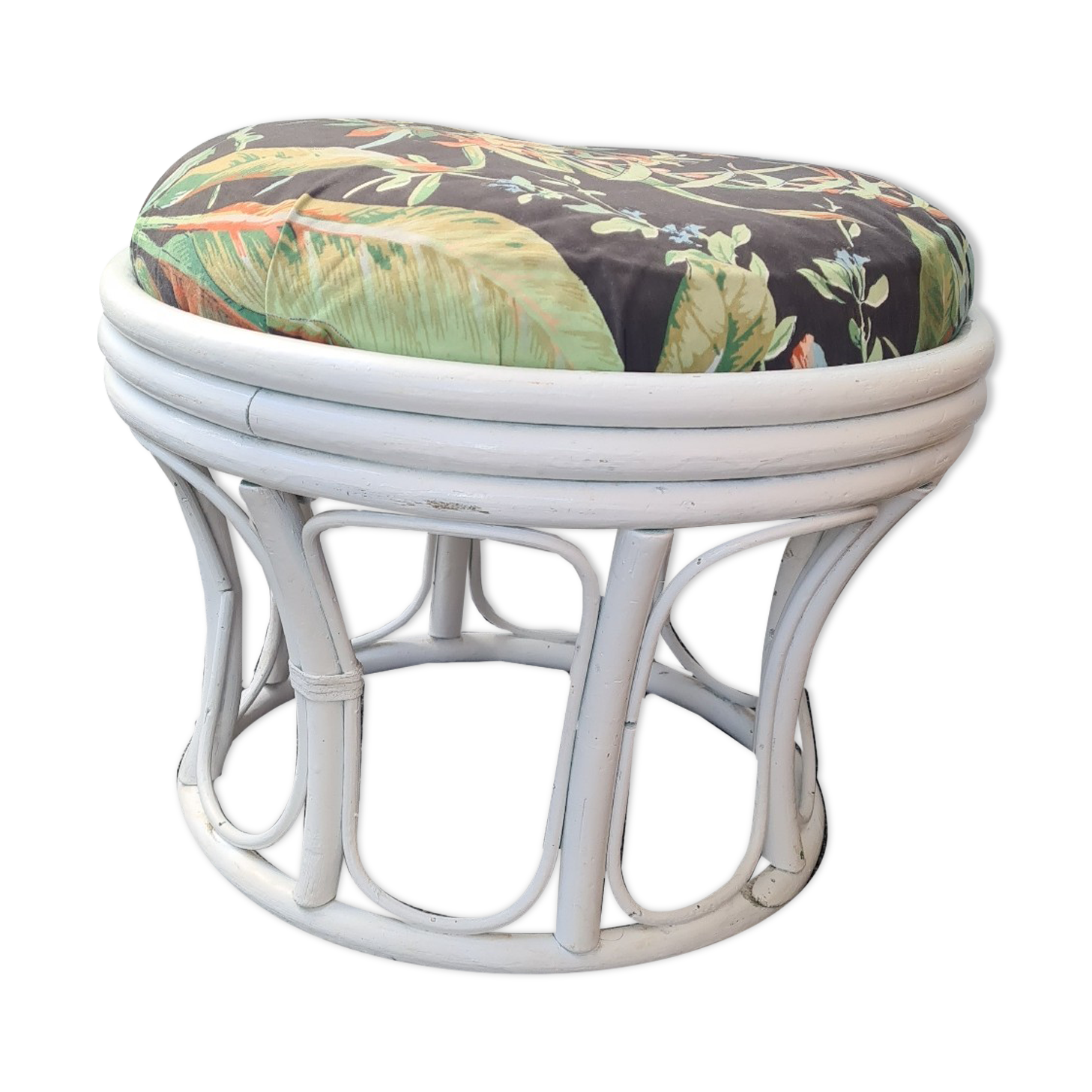 White rattan stool
