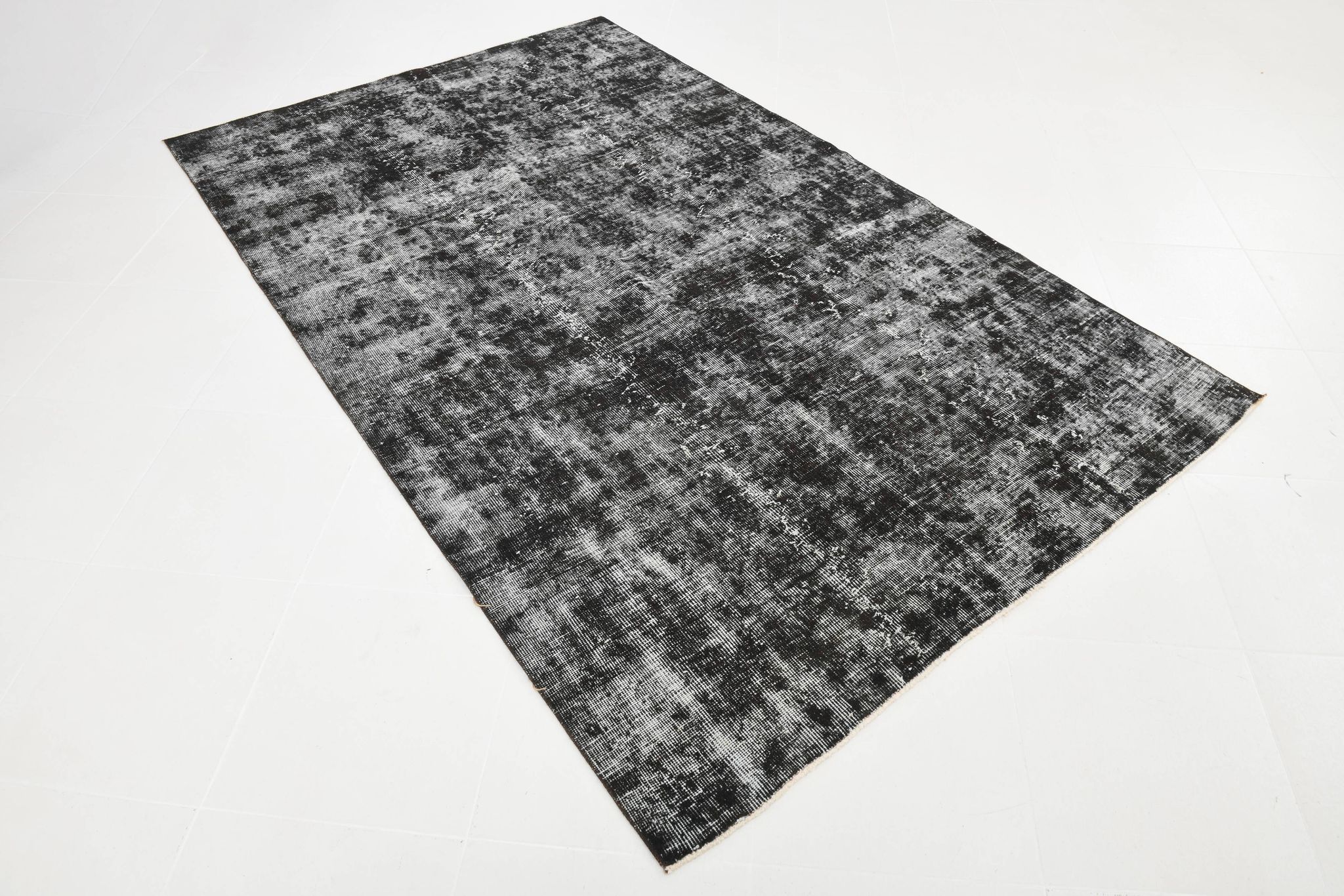 Black gray tones anatolian handmade vintage rug 260x158cm