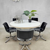 Midcentury dining office set Tecno 'Modus' chairs