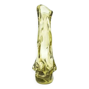 Vase Sekacz, verre froissé, Huta Wołomin, Pologne, années 1980