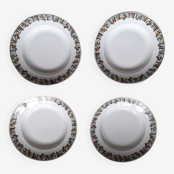 1 set of 4 Limoges ceramic plates from the 1950s